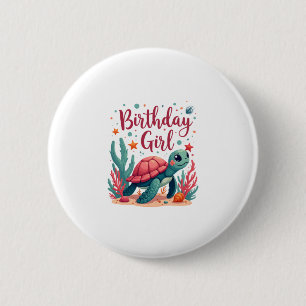 Birthday Girl Sea Turtle Theme Birthday Party Ocea 6 Cm Round Badge