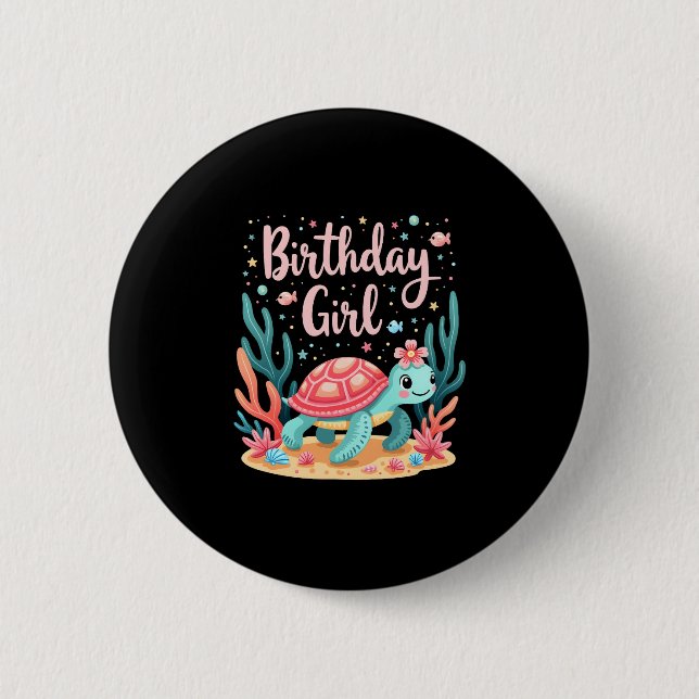 Birthday Girl Sea Turtle Theme Birthday Party Ocea 6 Cm Round Badge (Front)
