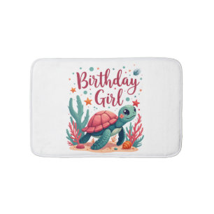 Birthday Girl Sea Turtle Theme Birthday Party Ocea Bath Mat