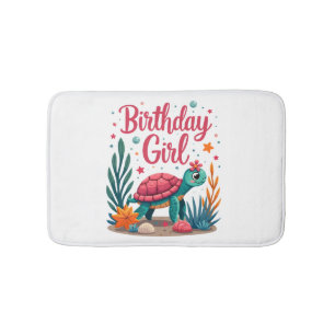 Birthday Girl Sea Turtle Theme Birthday Party Ocea Bath Mat