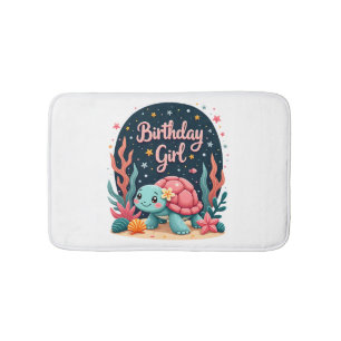 Birthday Girl Sea Turtle Theme Birthday Party Ocea Bath Mat