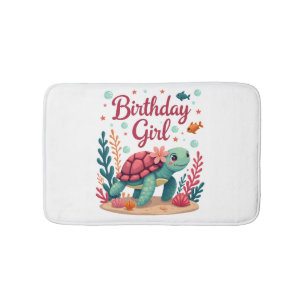 Birthday Girl Sea Turtle Theme Birthday Party Ocea Bath Mat