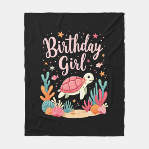 Birthday Girl Sea Turtle Theme Birthday Party Ocea Fleece Blanket