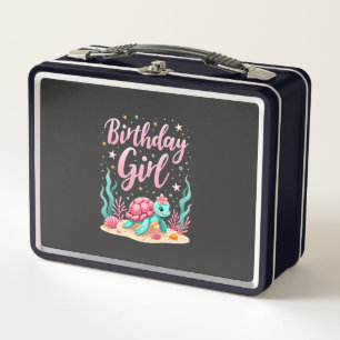Birthday Girl Sea Turtle Theme Birthday Party Ocea Metal Lunch Box