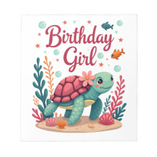 Birthday Girl Sea Turtle Theme Birthday Party Ocea Notepad