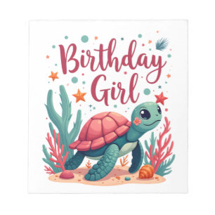 Birthday Girl Sea Turtle Theme Birthday Party Ocea Notepad
