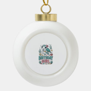 Birthday Girl Sea Turtle Vintage Engraving Shirt_1 Ceramic Ball Christmas Ornament