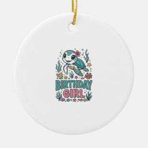 Birthday Girl Sea Turtle Vintage Engraving Shirt_1 Ceramic Tree Decoration