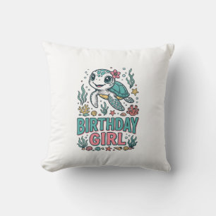 Birthday Girl Sea Turtle Vintage Engraving Shirt_1 Cushion