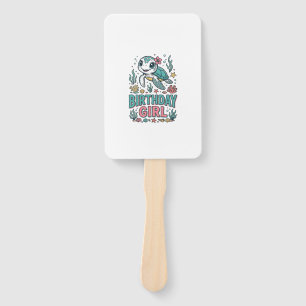 Birthday Girl Sea Turtle Vintage Engraving Shirt_1 Hand Fan