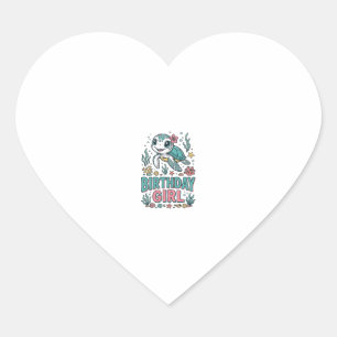 Birthday Girl Sea Turtle Vintage Engraving Shirt_1 Heart Sticker