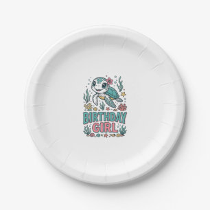 Birthday Girl Sea Turtle Vintage Engraving Shirt_1 Paper Plate