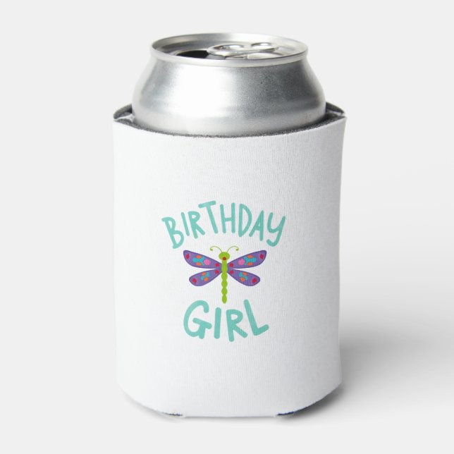Birthday girl shirt Dragonfly birthday party tee s Can Cooler (Can Front)