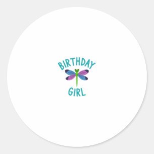 Birthday girl shirt Dragonfly birthday party tee s Classic Round Sticker