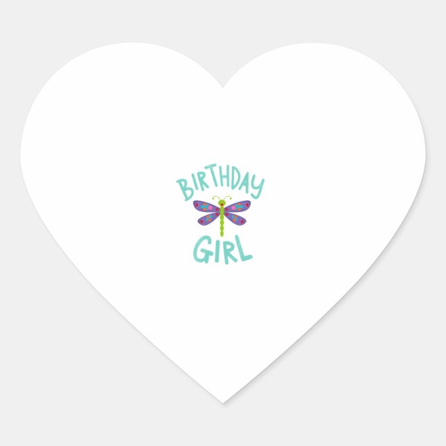 Birthday girl shirt Dragonfly birthday party tee s Heart Sticker (Front)