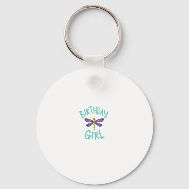 Birthday girl shirt Dragonfly birthday party tee s Key Ring (Front)