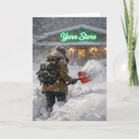 Birthday Girl Shoveling Snow to a Yarn Store