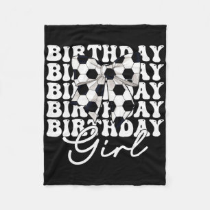 Birthday Girl Soccer Girl Coquette Bow  Fleece Blanket