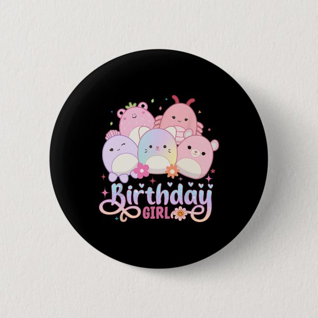 Birthday Girl Squish Squad Mallow Girls Cute Kids  6 Cm Round Badge (Front)