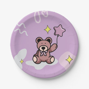 Birthday Girl Teddy Bear    Paper Plate
