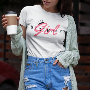 Birthday Girl Typography & Crown, Simple,Modern Tri-Blend Shirt
