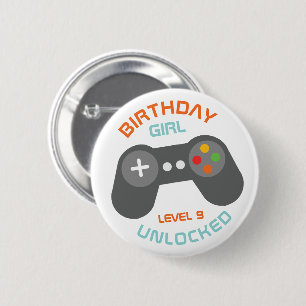 Birthday Girl Video Games Themed Party 6 Cm Round Badge