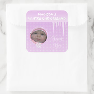 Birthday Girl Winter Onederland Custom photo Square Sticker