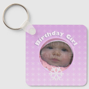 Birthday Girl Winter Onederland Pink Custom photo Key Ring