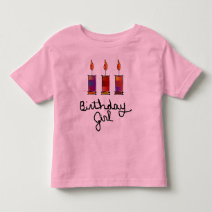 Birthday Girl With 3 Multi-Colour Candles Toddler T-Shirt