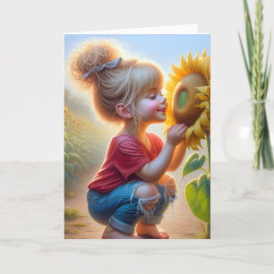 Birthday Girl With A Sunflower Card
