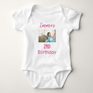 Birthday Girl with Age and Photo Baby Bodysuit