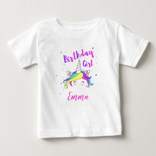 Birthday girl with customizable name baby T-Shirt (Front)