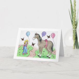 Birthday Girl With Horse Card