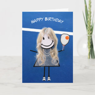 Birthday Girl With Pickleball Paddle and Ball Card