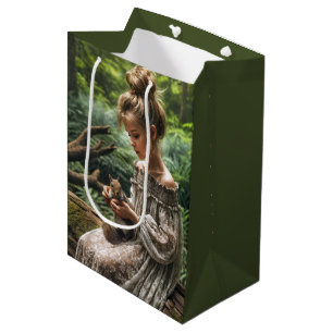 Birthday Girl With Squirrel In Woodland Medium Gift Bag