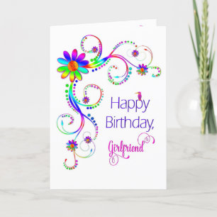 Birthday, Girlfriend, Abstract Floral-Vivid Card