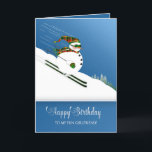 Birthday,Girlfriend, Happy Snowman Skiing Card<br><div class="desc">Fun birthday greeting especially for that avid skier who happens to have a winter birthday.   Other categories to come including invitations
and different categories for birthdays.</div>