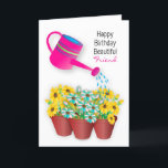 Birthday Girlfriend Watering Can Flowers 3D Effect Card<br><div class="desc">Charming greeting,  especially for those gardeners with a bright watering,  can watering flowers in a 3-D Effect  See the same image in other categories including birthdays</div>
