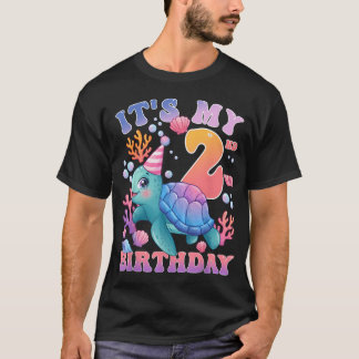 Birthday Girls 2Nd Sea Turtle 2 Years Old Ocean T-Shirt