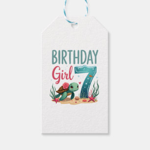 Birthday Girls 7th Sea Turtle 7 Year Old Ocean Aqu Gift Tags
