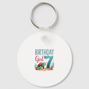 Birthday Girls 7th Sea Turtle 7 Year Old Ocean Aqu Key Ring
