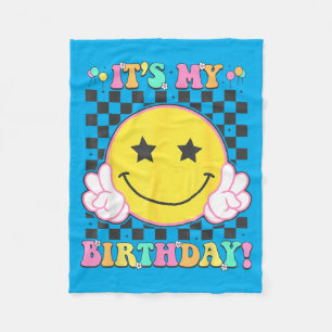 Birthday Girls Women Ns Kids Groovy Bday Flower Fleece Blanket