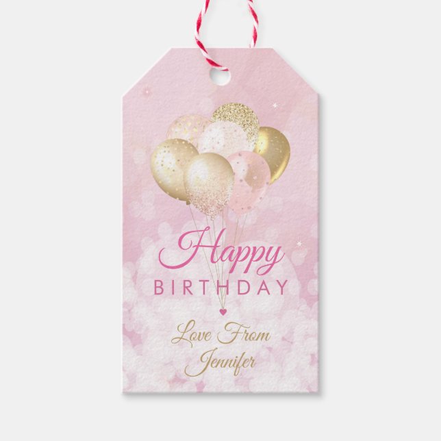 Birthday Glitter Balloon Gift Tags (Front)