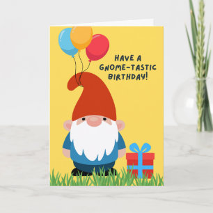 Birthday Gnome with Balloons and Gift Card