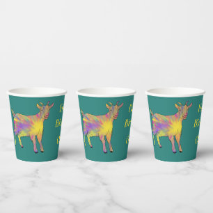 Birthday Goat Colourful Funky Jazzy Animal Name Paper Cups