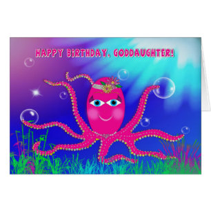 Birthday, Goddaughter, Humourous, Sassy Octopus