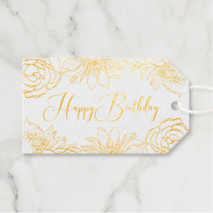 Birthday Gold Foil Gift Tags