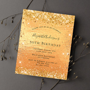 Birthday gold glitter budget invitation flyer