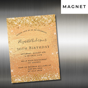 Birthday gold glitter luxury magnetic invitation