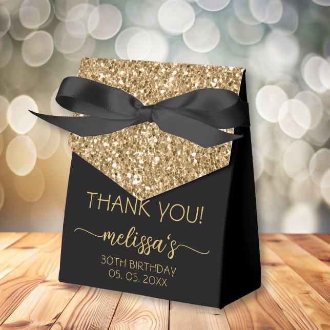 Birthday Gold Glitter Monogram Script Thank You Fa Favour Box (Creator Uploaded)
